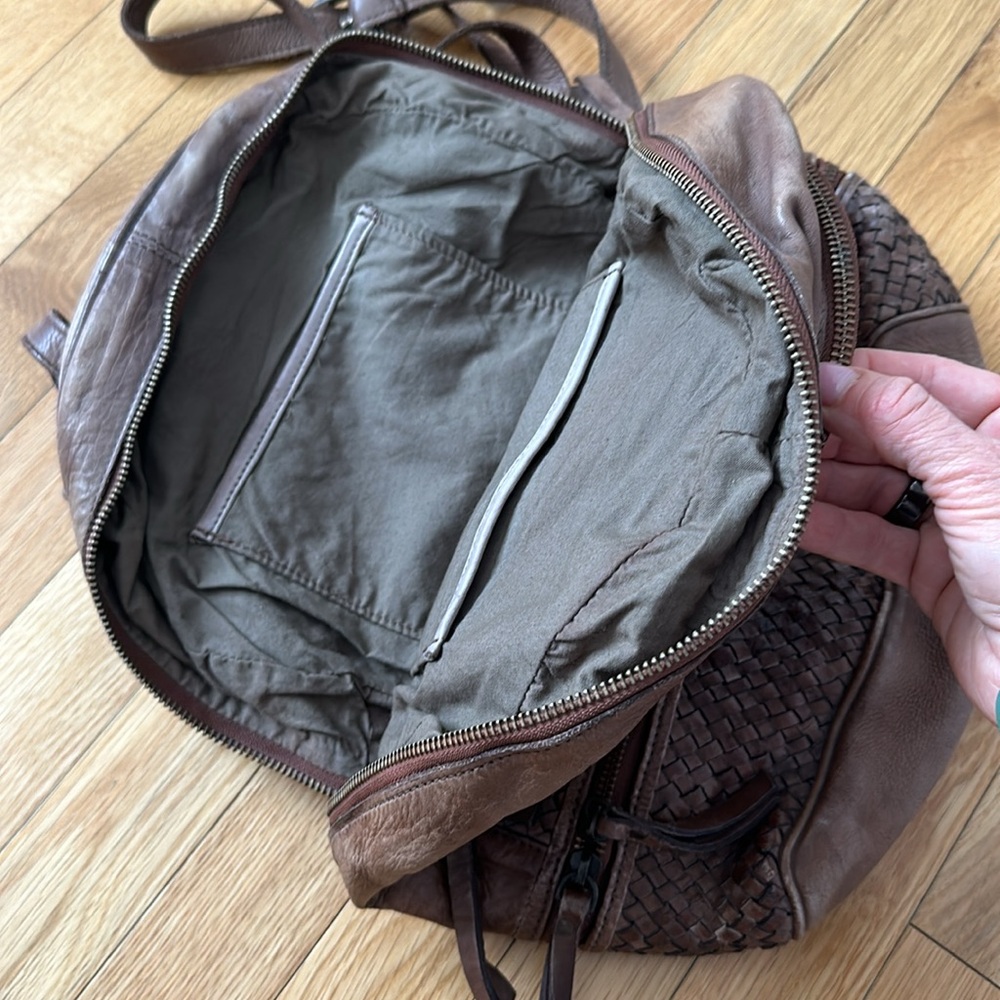 Italian Brown Woven Leather Backpack - Picture 3 of 7